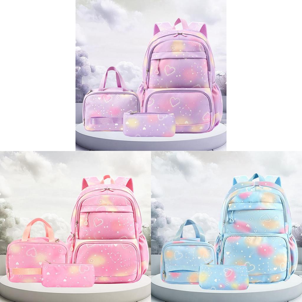 Nylon Kinder Schulrucksack Set Mit Erweiterbarem Volumen Und Cartoon-Print Für Mittelschüler