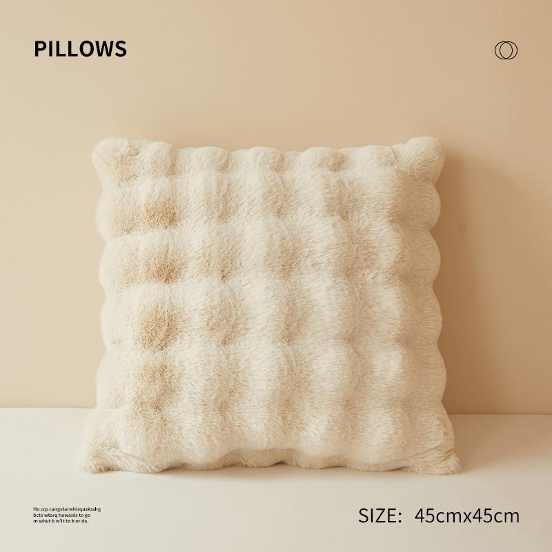 1pcs Faux Fur Solid Color 3D Soft Warm Plush Throw Pillow Covers For Living Room Sofa Bedroom Home Room Decor