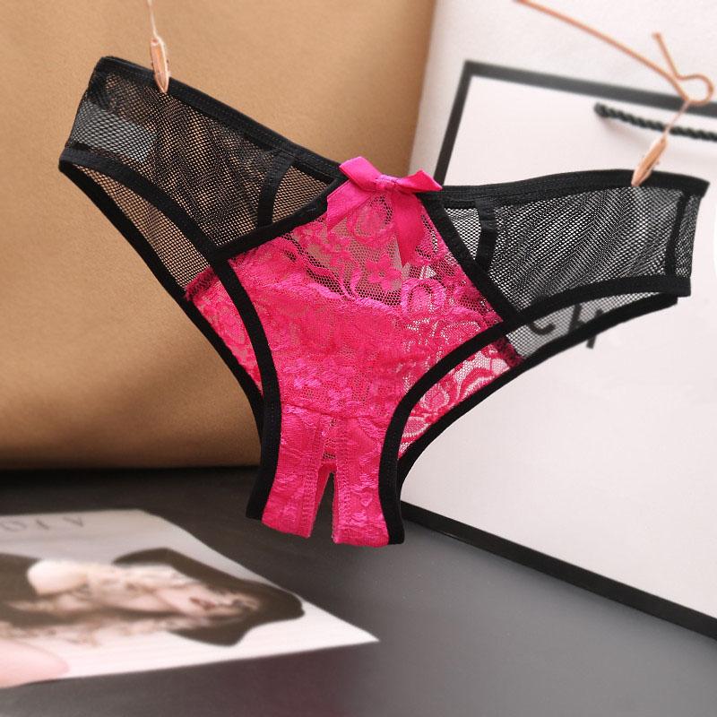 Embroidered Splicing Color Sexy Lace Butterfly Bow Ladies Panties Crotch Thong Intimate Underwear Panties