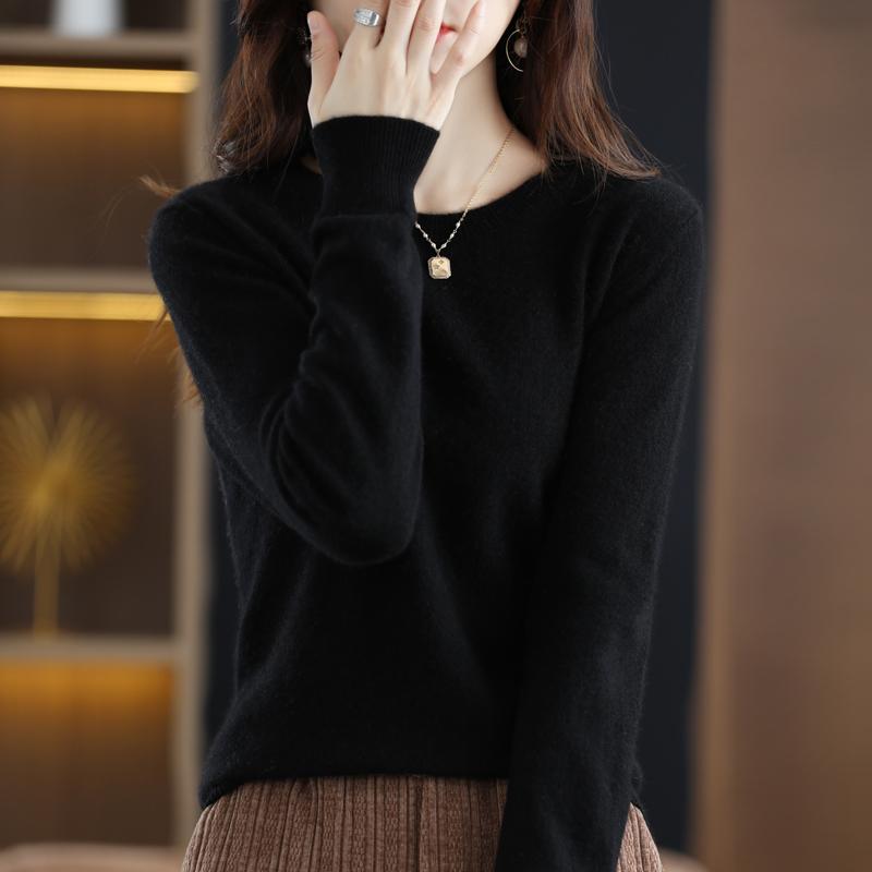 Pullover Casual in Maglia da Donna Autunno e Inverno Morbido e Caldo Manica Lunga Base Girocollo