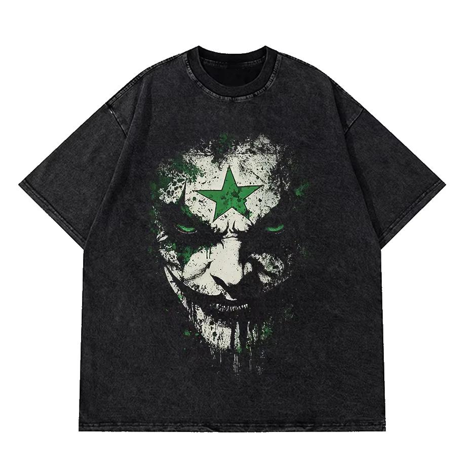 

Hip Hop Retro Washed Black T-Shirt Streetwear Vintage Graphic Double Faces T Shirt Cotton Unisex Tshirt Men Tops Tees XS