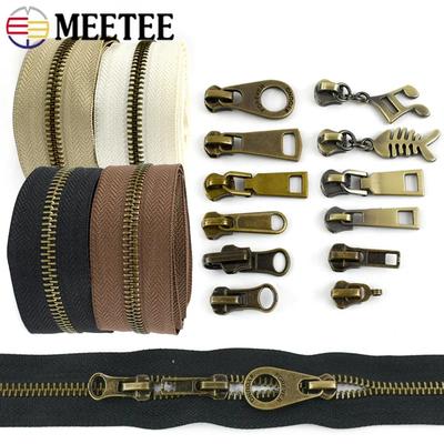 1/2/3/5M Meetee 5# Kovové zipy na roli s jezdci Taška Boty Bunda Dekorace Zapínání Zip Po metrech DIY Oprava Šicí potřeby