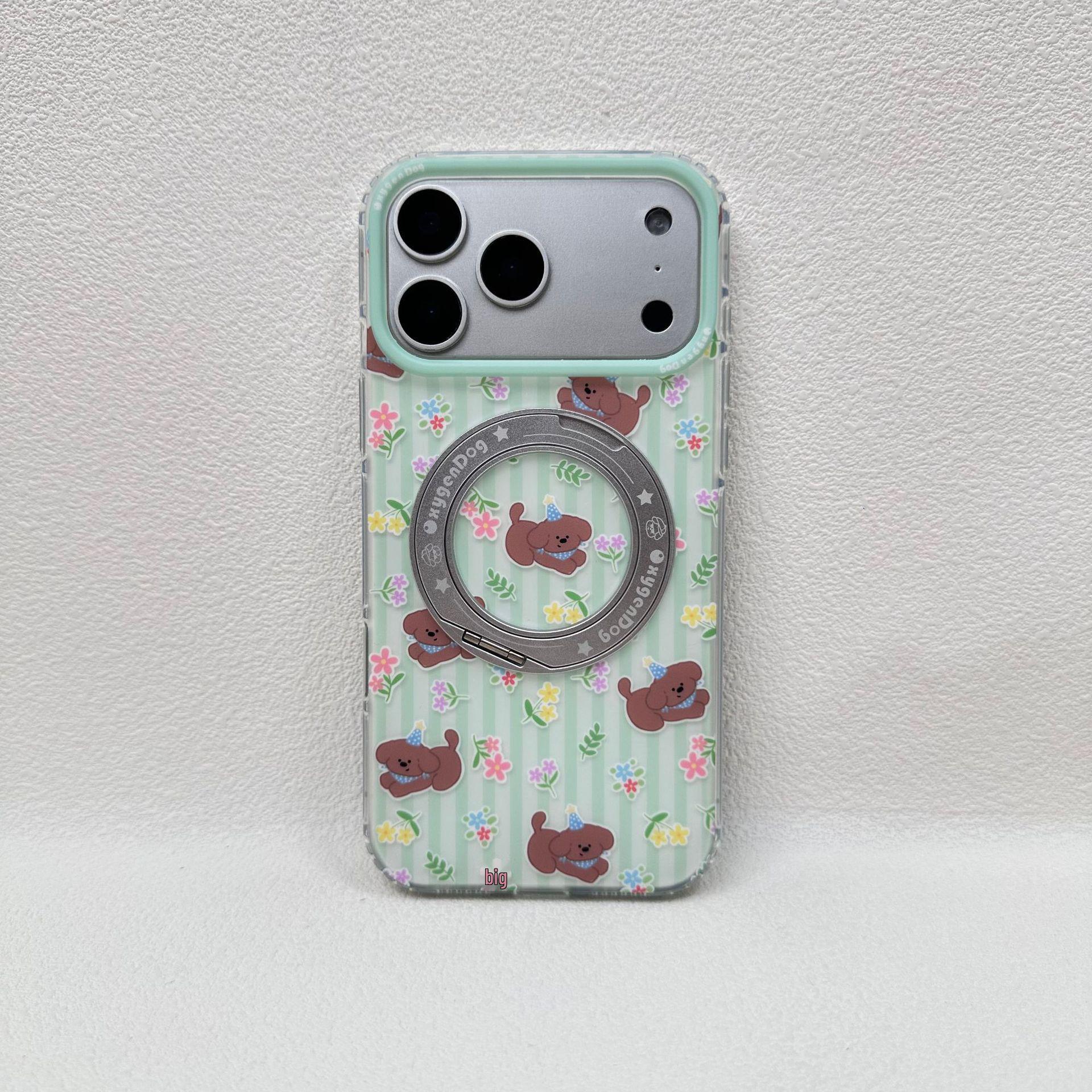 Trendy Brand Oxygen Dog 360° Rotating Stand for iP17promax with Cartoon Animal Design iPhone 16 Pro