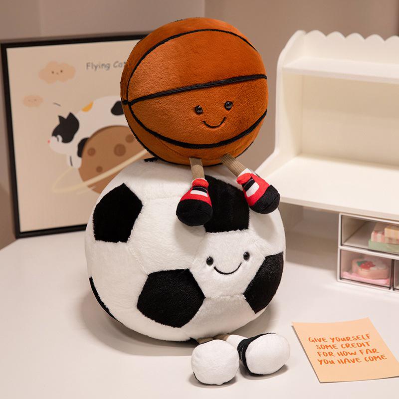 Hobby Sports Plush Pillow Toy for Boys - Basketball and Football Design, Perfect for Elementary and Kindergarten Birthday Gifts