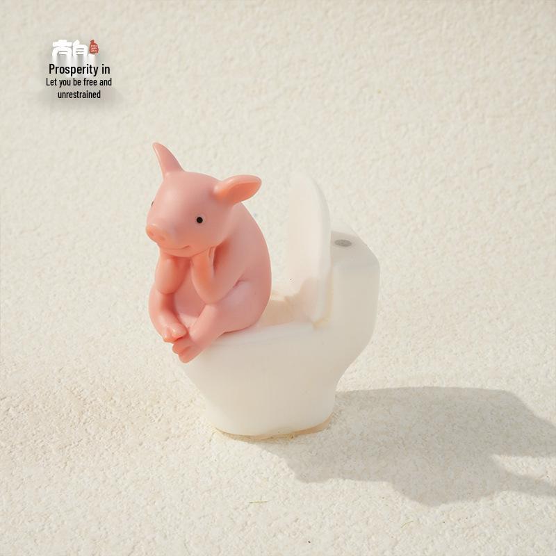 Entzückende Silikon-Schwein-Toilettendekoration - Tierisches Schreibtischornament & Personalisiertes Geschenk