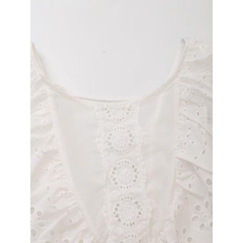 Kaslead New Arrival Women's Clothing Fashion Style Fashion All-Match Cut Out Embroider Laminated Decoration Tops 3666086