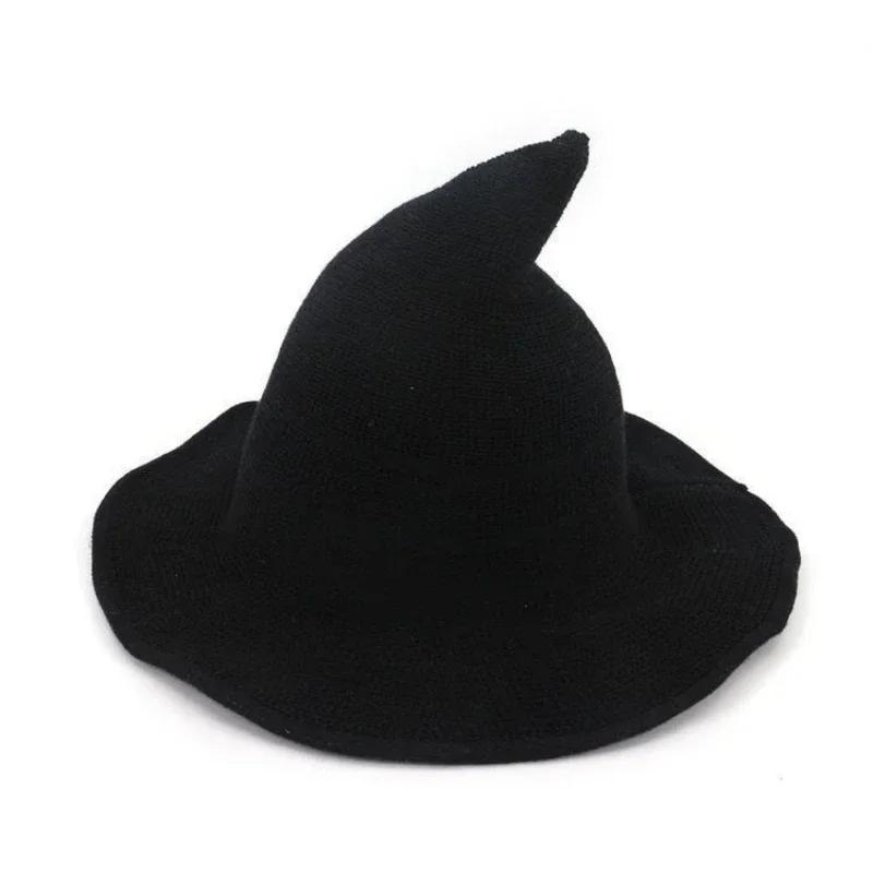 Halloween Vintage Wool Knit Hat Women's Witch Hat Dress Up Party Masquerade Hat Holiday Decoration Accessories