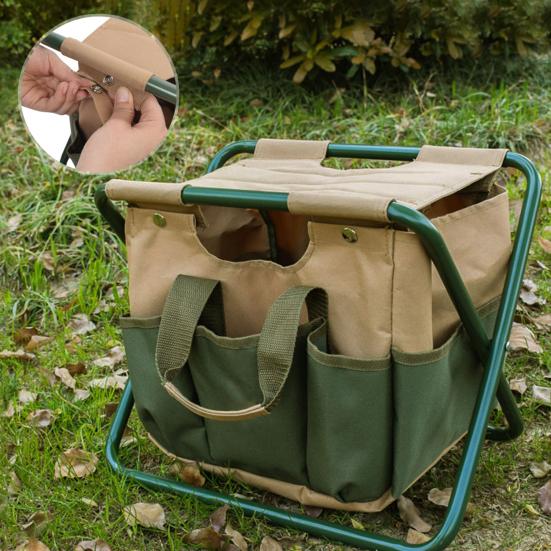 

Уличный складной табурет с сумкой для садовых инструментов, прочная водонепроницаемая ткань Оксфорд, складное сиденье для стула для кемпинга, охоты, пикника, рыбалки