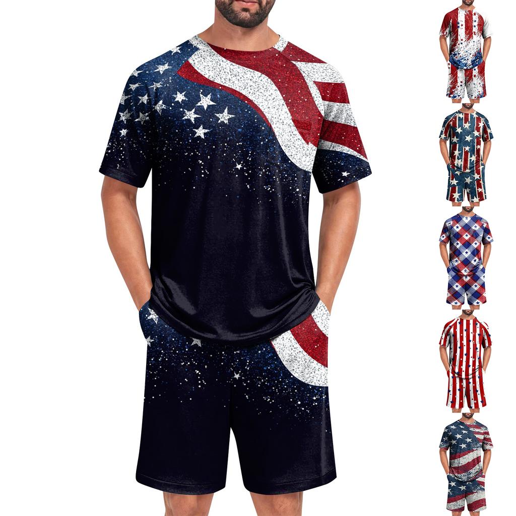Conjunto de Pijama de Verano para Hombre Top de Manga Corta y Pantalones Cortos Tejido Suave Cómodo Transpirable Ligero Ropa de Casa Conjunto de Pijama