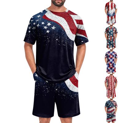Men's Summer Pajama Set Short Sleeve Top and Shorts Comfortable Soft Fabric Breathable Lightweight Homewear Sleepwear Set