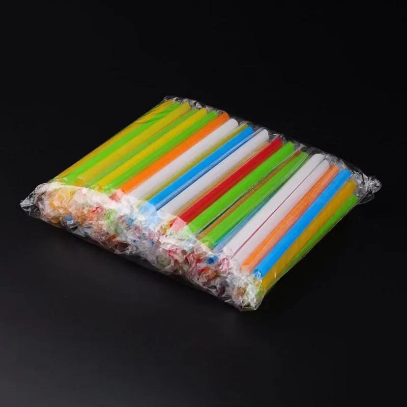 

100 шт. Пластиковые трубочки для напитков, 1 см шириной, разных цветов, для жемчужного молочного чая, для вечеринок, барный инвентарь 100pcs