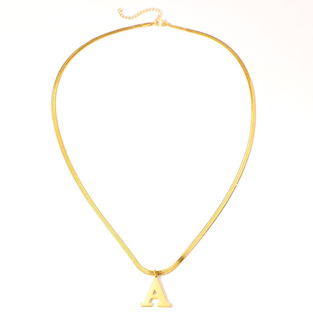 Stainless Steel Necklace Style prevalence Personality Design Fine Blade Chain 26 Alphabet Pattern Necklaces For Women Zircon