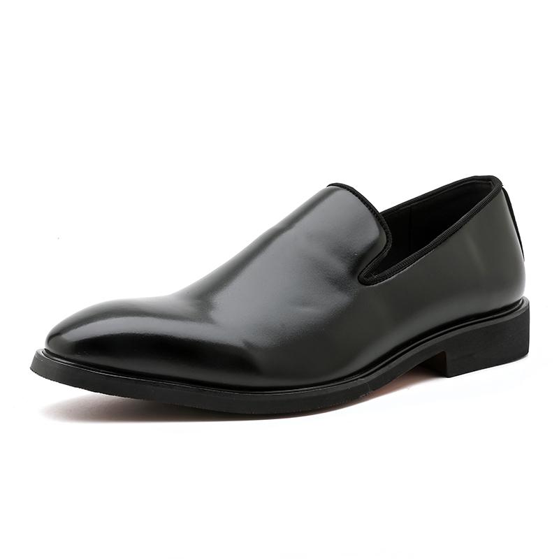 New Men's Pointed Patent Leather Dress Business Casual Shoes Male Black Brown Loafers Wedding Dress Homecoming Footwear