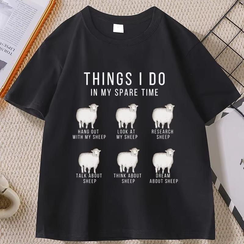 

Funny Sheep T-Shirt Things I Do in My Spare Time Graphic Tees Farm Animal Tshirt Animal Lover Printed Tshirts Streetwear Tops S разноцветный