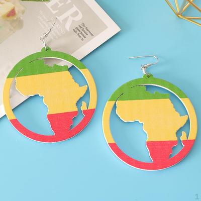 Africa Wooden Round Earrings Jewelry