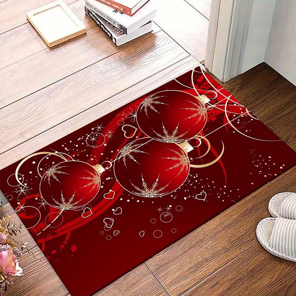 

1pc Red Ornaments Area Rug, Slip-Resistant, Easy-Clean, Stain-Resistant, Perfect for Cozy Living Rooms, Bedrooms, Kitchens, Offices, and Hol 60cm by 90cm