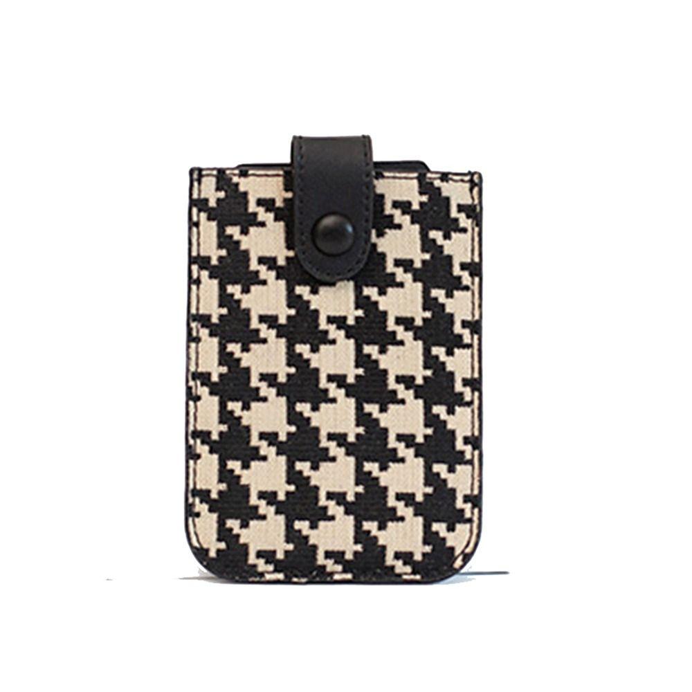 

PU Leather Houndstooth Card Bag Pull-out Type Short Wallet Change Bag Card Holders Clutch Women