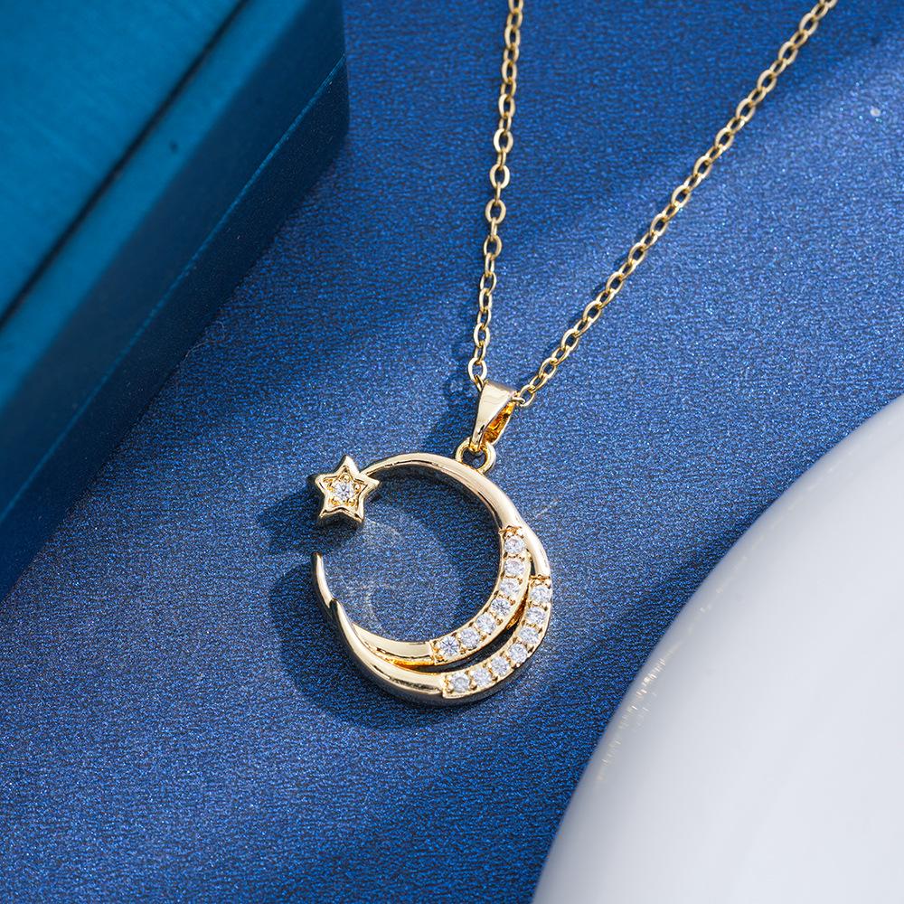 Zircon Sun, Moon, Flower Pendant Necklace - Versatile & Elegant Clavicle Chain
