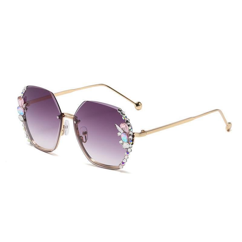 Stylish Gradient Purple Red Resin Lens Half Frame Sunglasses For Outdoor Activities StyleA