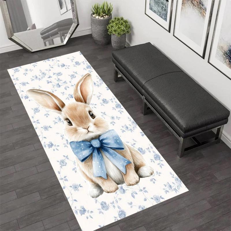 

Cute Rabbit Pattern Long Runner Rug Fresh Floral Non-Slip Kitchen Mat Hallway Entrance Doormat Soft Absorbent Home Carpet 40X120CM