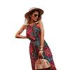 Women's Fashion Floral Print Halter Neck Beach Vacation Dress, European American Style Cross-border Women's Clothing