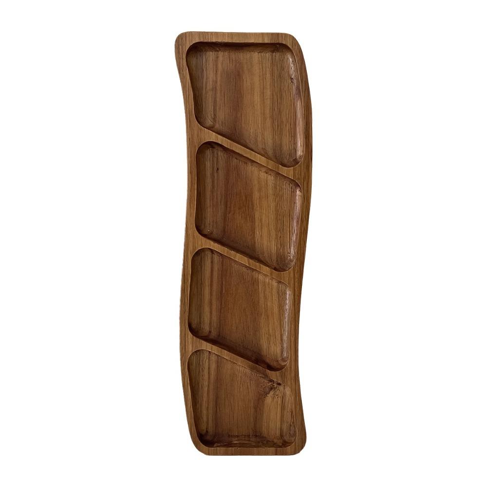 3/4 Compartments Wooden Snack Tray Portable Nut Platter Candies Tray  Living Room