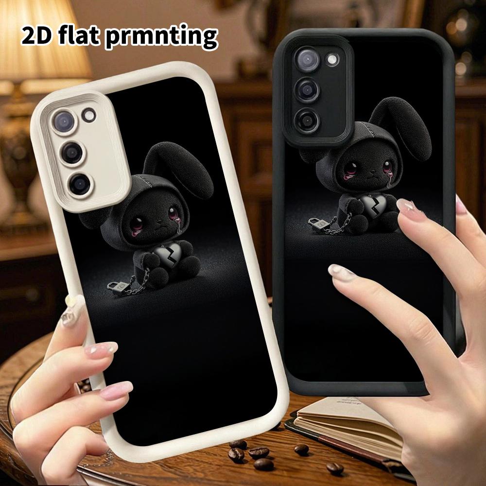 Phone Case: 2D Flat, Suitable for Samsung Galaxy A34 A35 M05 M06 S20 S22 S21 FE Plus 5G Protective Case, Black Plush Bunny, Perfect Christmas and Hall