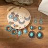 Vintage-style Turquoise Waterdrop Earrings for Women, INS Design, Ethnic Style, Personality, Exaggerated Style, Earrings Trendy