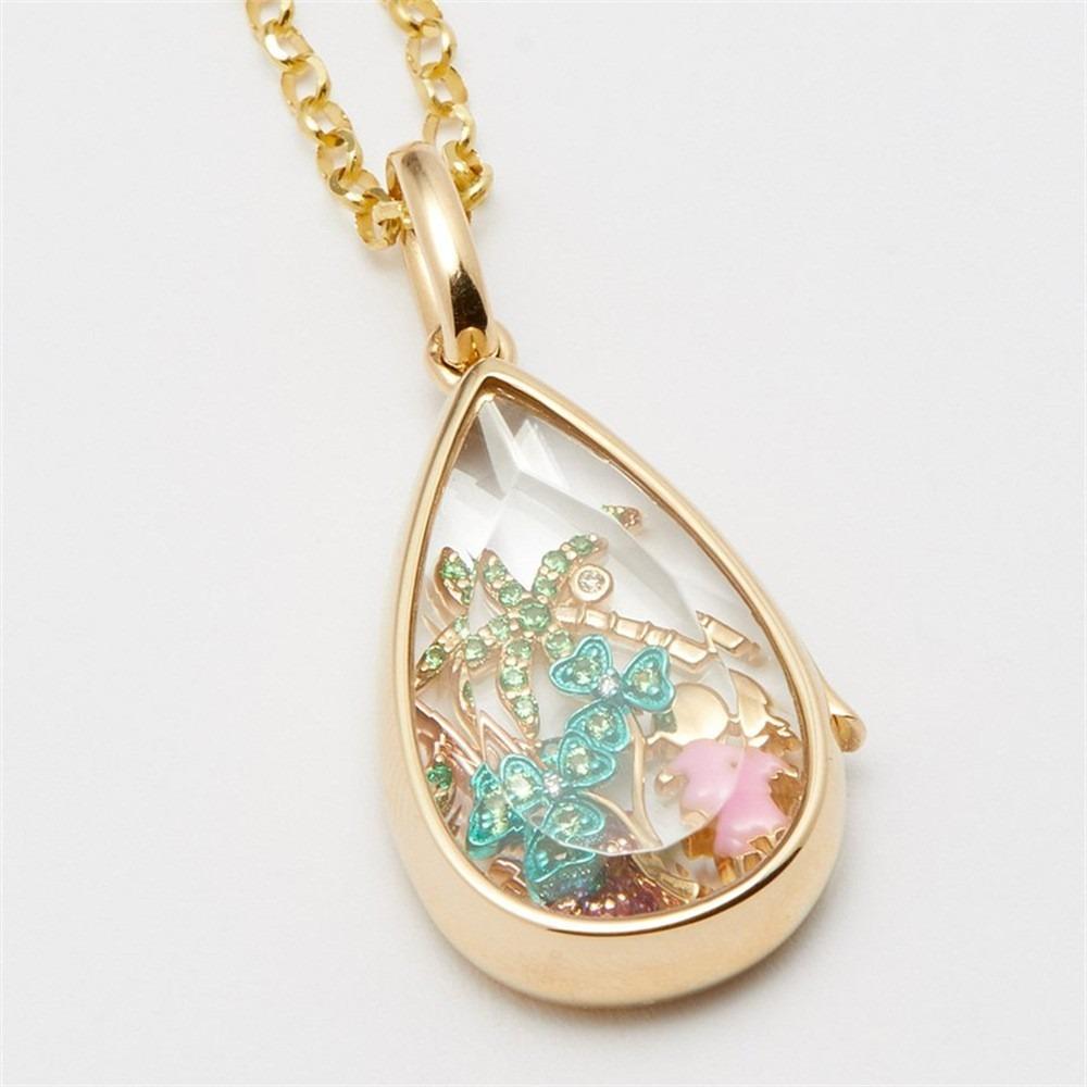 Creative Cute Little Items Heart of Ocean Water Drop Pendant Can Open Necklace for Women Stainless Steel Does Not Fade Jewelry