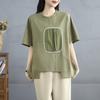 2025 Summer Plus Size T-Shirt Asymmetrical Women Short Sleeve O-Neck Short Loose Solid Tops Tees