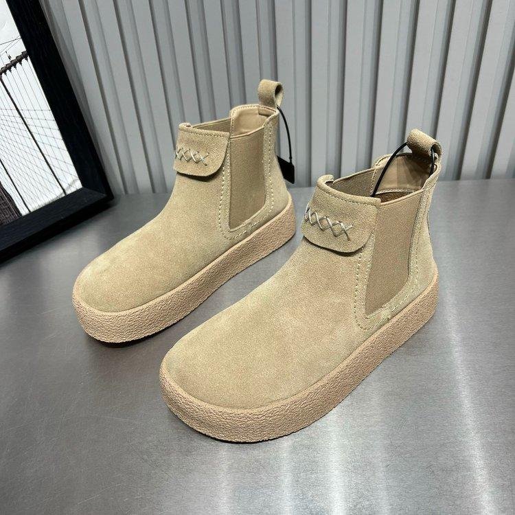 Frosted leather high-top thick sole 2025 autumn new one-pedal elastic mouth lazy Martin boots casual short boots single boots