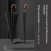 Solid Wood Long Handle Black Plastic Sun Protection Umbrella 16 Bone Extra Large Curved Handle Business Parasol Reinforced Storm-Resistant Sun