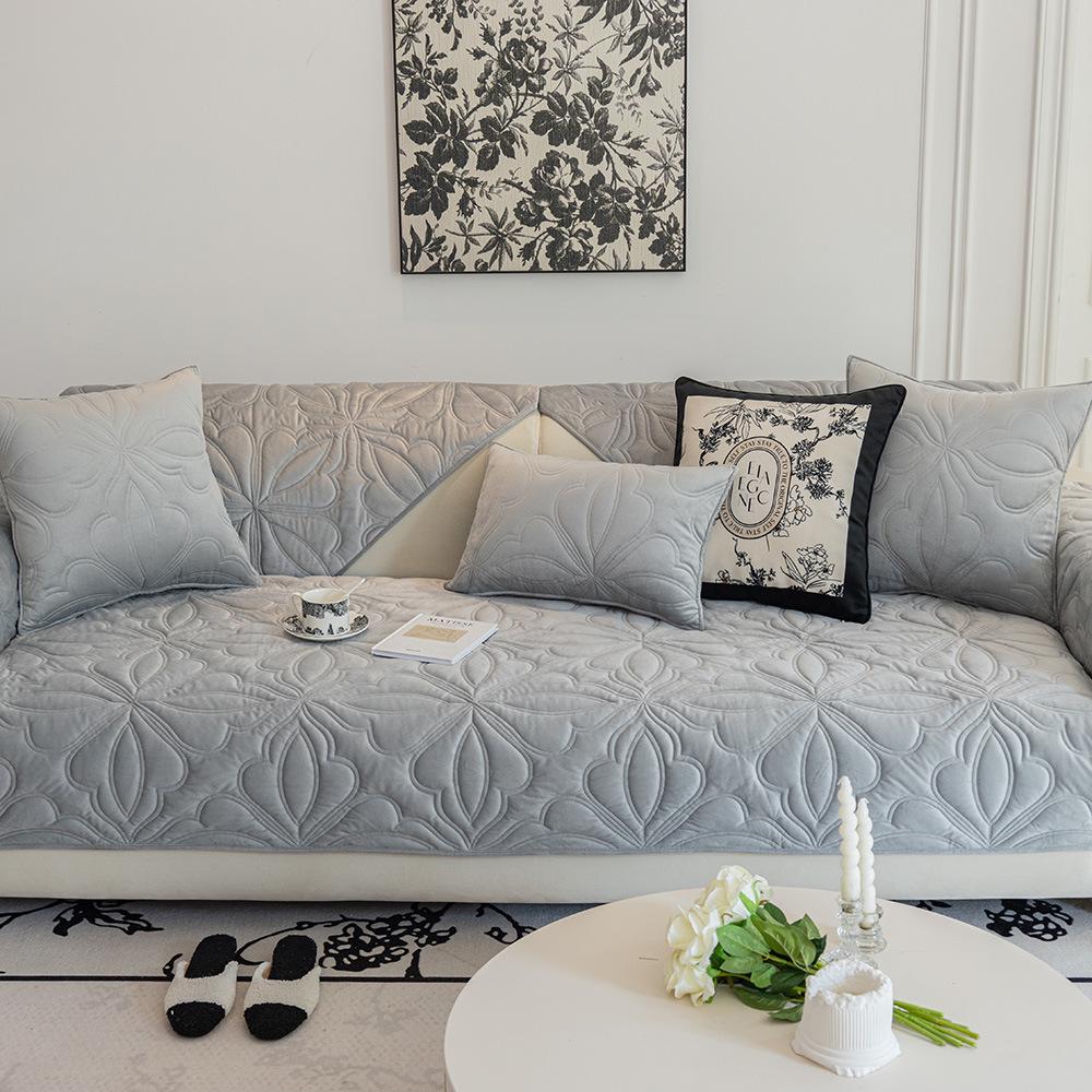 Cojín de Sofá de Terciopelo Cristal de Invierno Nuevo Estilo Crema Francés Claro Funda Funda Paño Cojín de Sofá de Cuero