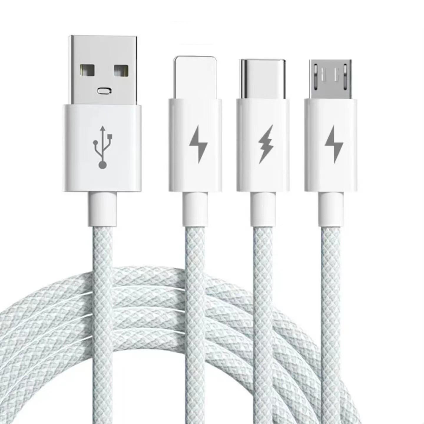 Braided 66W Super Flash Multi-Charging Cable for Apple & Type-C