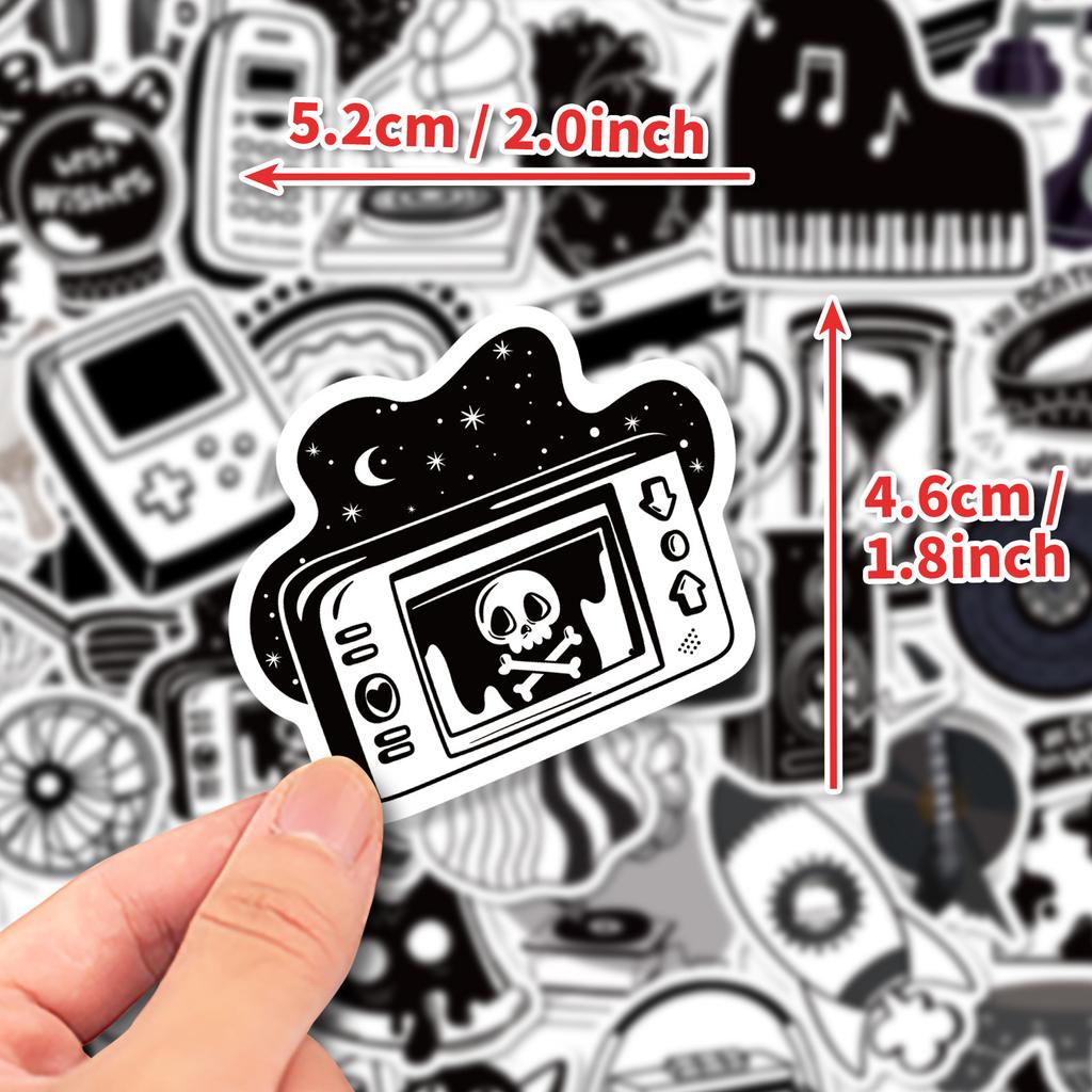 50 Black And White Series Theme Stickers Popular Life Realistic Style Simple Style Retro Graffiti Stickers
