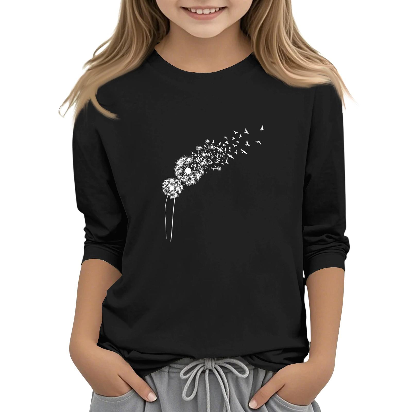 

Children s 3/4 Sleeve O-neck Daily Casual Printed Top 150 чёрный