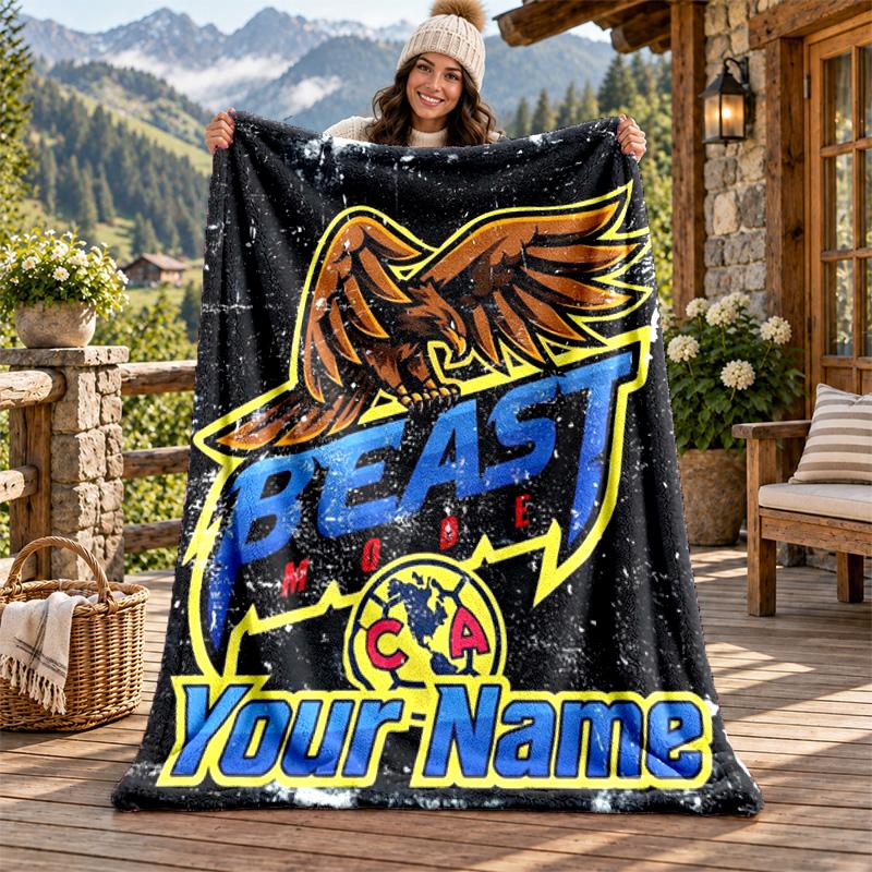 Club America Custom Name Flannel Blanket Personalized Soft Warm Plush Throw Blanket Customized Gift for Family Friends