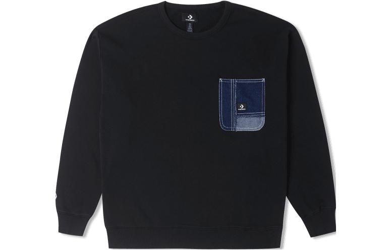 Converse Sweatshirts Men s Black Crew Neck Moderate Regular 10025519-A03 L