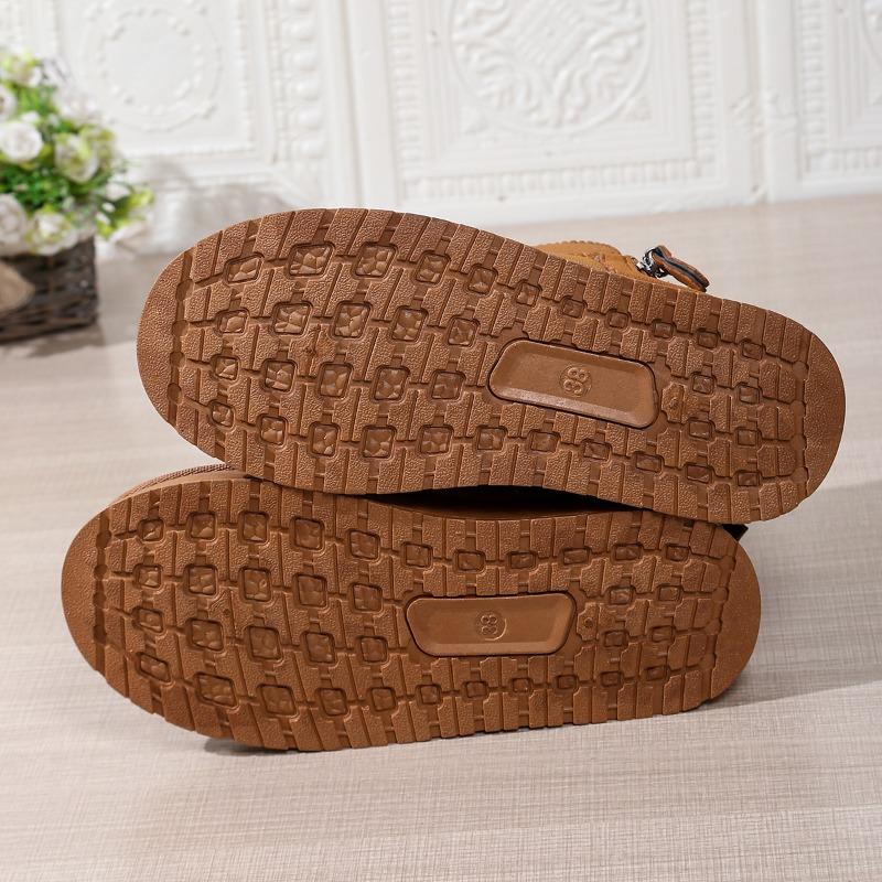 Fashion Snow Boots Women's Fur One-piece Non-slip Winter Booties Versatile Plus Velvet and Thickening Slip-on Warm Cotton Shoes