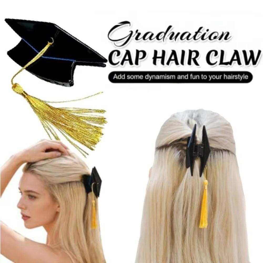 Creative Graduation Cap Hair Claw Yellow Tassels Commencement Hair Accessory  Party Celebration