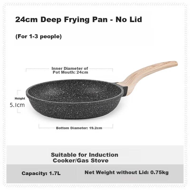 CAROTE Flachbodenpfanne, Steakpfanne, Antihaftpfanne für den Heimgebrauch, Titanpfanne, Kleine Bratpfanne für Spiegeleier für Induktionsherd, 24cm ohne Deckel
