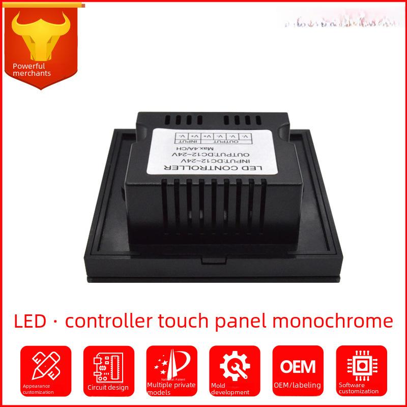 Led Light Strip Touch Panel Controller Light Strip Panel Dimmer Tempered Glass 86 Wall Panel with Remote Control Panel single-White