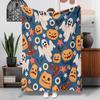 1pc Halloween Theme Cute Pumpkin Pattern Blanket Polyester Fabric Machine Washable Suitable for Bedroom and Living Room