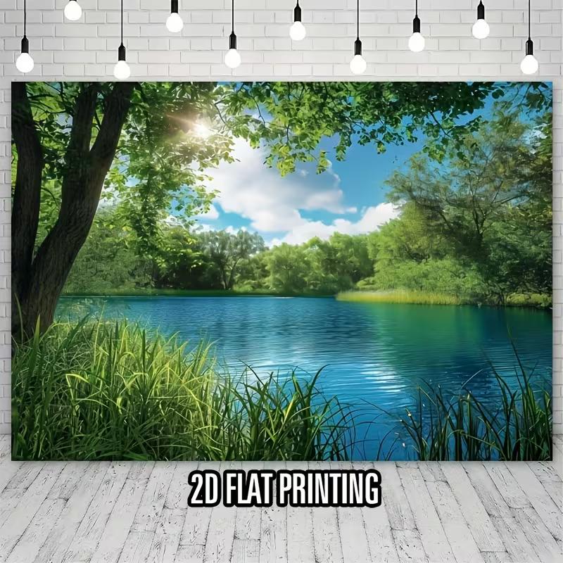 Peaceful Woodland Pond Banner, Outdoor Nature & Zen Wall Decor