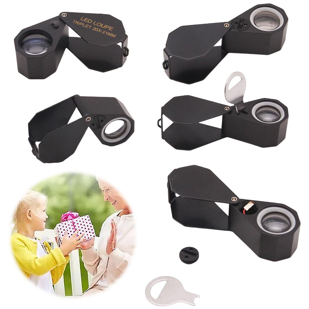 10X 20X 30X 40X Illuminated Jewelers Loupe Magnifier with LED Light Foldable Jewelers Loupe for Gems Jewelry Coins Stamps Etc