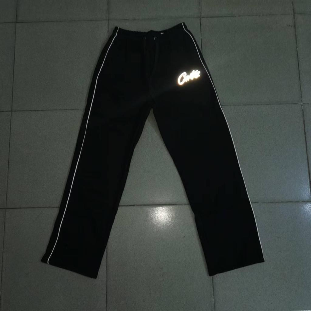 American Retro Reflective Corteiz Alcatraz Jacket with Stand Collar and Zippered Casual High Street Pants