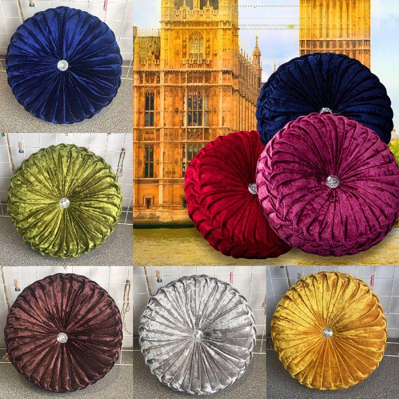 Luxurious Round Velvet Pumpkin Cushion With Charming Pleated Design And Soft Touch