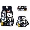 New 3Pcs Creative Number 67 Print Backpack Set Primary Middle School Students Casual Schoolbag Kit With Pencil Case Back To School Gift