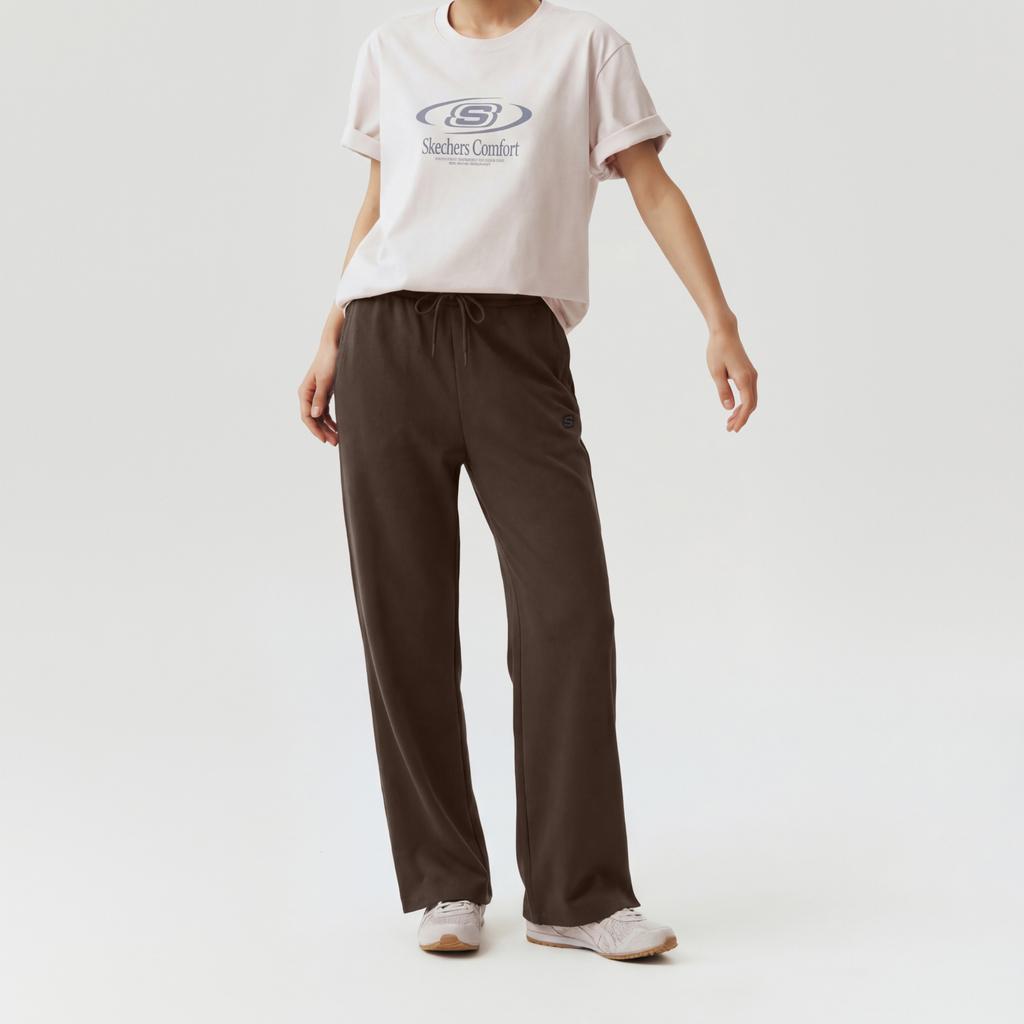 Skechers Solid Color Breathable Mid-Rise Knitted Sports Pants Women Bottoms L126W045-05U5