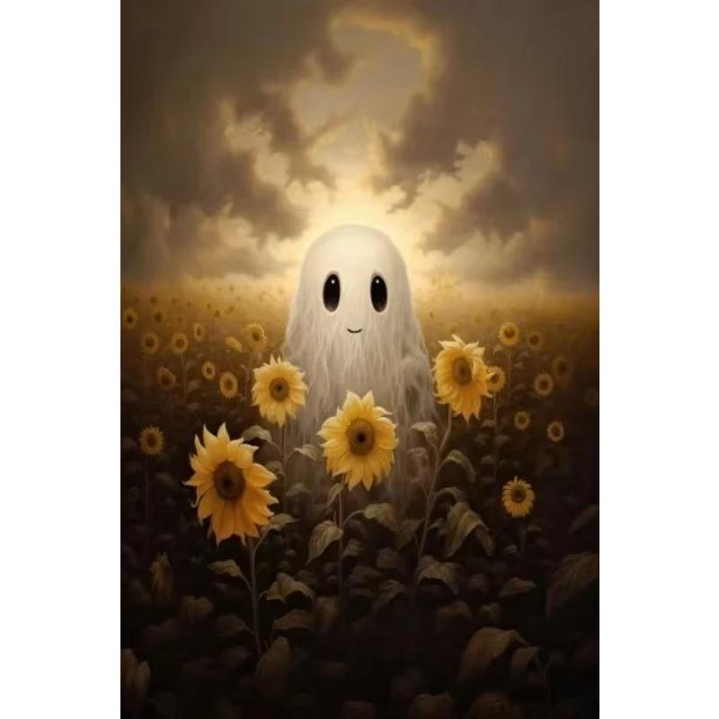 Halloween Ghost Poster Cute Ghost Forest Canvas Printing Poster Wall Art Festival Decoration Painting for Home Living Room Decor